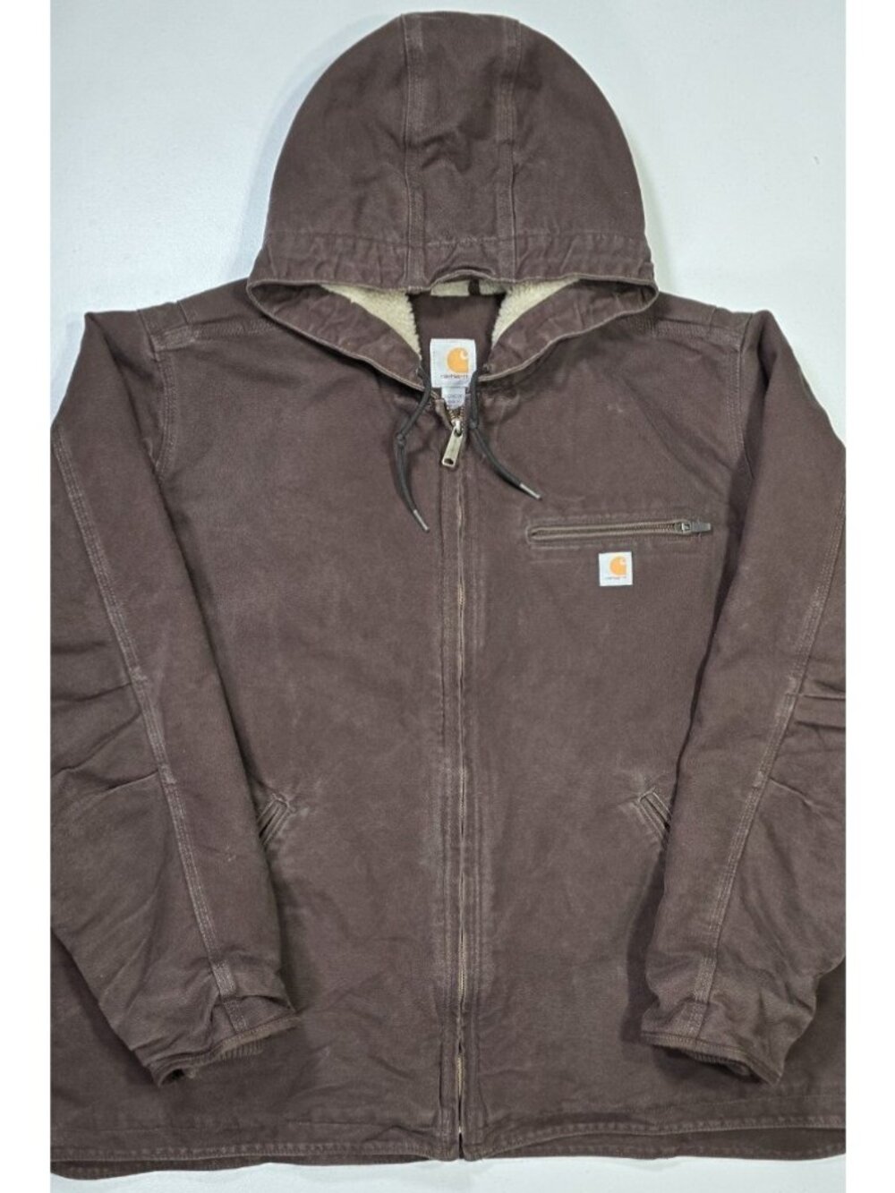 Carhartt Full Zip Canvas Hooded Sherpa Lined Work Chore Coat Jacket Women's 3X